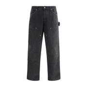 High Waist Jeans met Applicatiedetails Golden Goose , Black , Heren