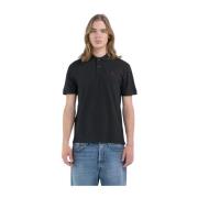 Cotton Short Sleeve Polo Shirt Replay , Black , Heren