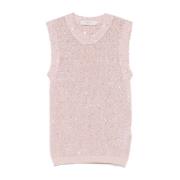 Pastel Pink Sequin Tank Top Golden Goose , Pink , Dames