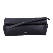 Zwarte leren Rollup Medium Schoudertas Jil Sander , Black , Dames