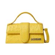 Ostrich-Embossed Lange Schoudertas Jacquemus , Yellow , Dames