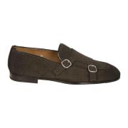 Bruin Suède Dubbele Gesp Loafer Doucal's , Brown , Heren