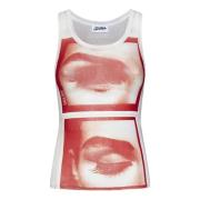 Witte Top met Rode Print Jean Paul Gaultier , White , Dames