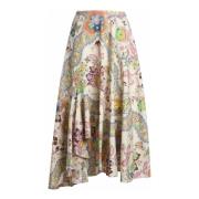 Witte Asymmetrische Midi Rok Bloem Vlinder Etro , Multicolor , Dames