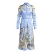 Heldere Blauwe Bloemen Midi Overhemdjurk Etro , Multicolor , Dames