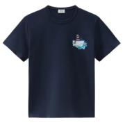 Geanimeerd Schapen Katoenen T-shirt Blauw Woolrich , Blue , Heren