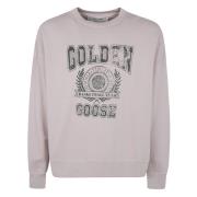 Vintage College Print Crew Neck Sweatshirt Golden Goose , Gray , Heren