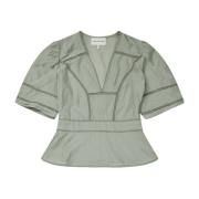 Elegante Transparante Top met Tailleband Munthe , Green , Dames