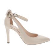 Leren Hoge Hakken met Gesp Nerogiardini , Beige , Dames