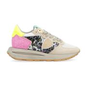 Beige Suède en Pailletten Hoge Sneaker Philippe Model , Multicolor , D...