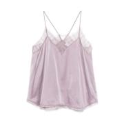 Kant Trim V-Hals Camisole Top IRO , Purple , Dames