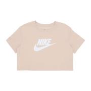 Iconische Crop Tee Sanddrift/Wit Nike , Beige , Dames