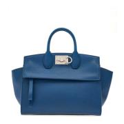 Blauwe Studio Soft tas met Gancini Salvatore Ferragamo , Blue , Dames