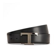 Zwart Leren Dubbelzijdige Riem Tod's , Black , Heren