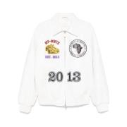 Witte Leren Jas met Geborduurd Logo Off White , Multicolor , Heren