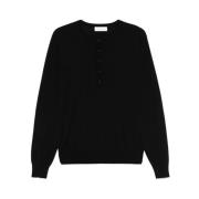 Zwarte Crew Neck Sweater Lange Mouwen Dries Van Noten , Black , Heren