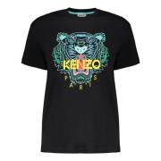 Maxi Print Katoenen T-shirt Kenzo , Black , Dames