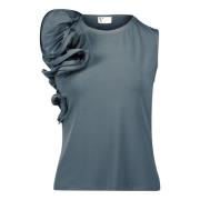 Elegant Ruffle Blouse vera mont , Gray , Dames