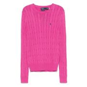 Fuchsia Crew Neck Sweater met Pony Polo Ralph Lauren , Pink , Dames