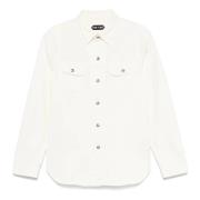 Katoenen knoopsluiting Overshirt Tom Ford , White , Heren