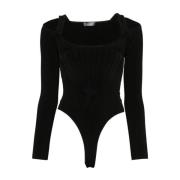 Stijlvolle lange mouwen bodysuit Mugler , Black , Dames