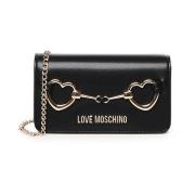 Zwarte Portemonnee met Hartlogo Love Moschino , Black , Dames