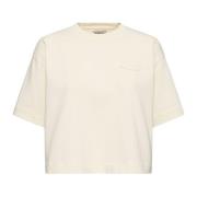 Wit Logo Cropped T-shirt Autry , Beige , Dames