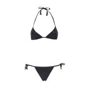 Metallic Zwarte Bikini Balmain , Black , Dames