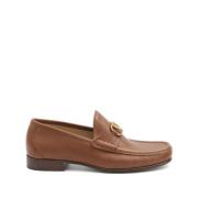 Bruin Leren Platte Schoenen VLogo Loafers Valentino Garavani , Brown ,...