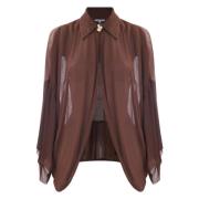 Maroon Sheer Blouse met Gouden Sluiting Kocca , Brown , Dames