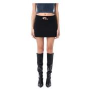 Zwarte Mini Rok Stretch Wolmix Diesel , Black , Dames