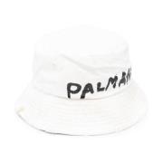 Beige Logo Bucket Hat Palm Angels , Beige , Heren