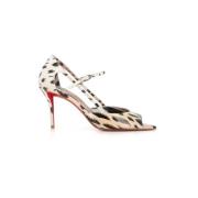 Leopard Print Cut-Out Open Toe Heels Christian Louboutin , Brown , Dam...