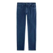 Blauwe Stretch Denim 5-Pocket Jeans Fay , Blue , Heren