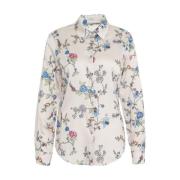 Elegante Grijze Bloemen Zijden Blouse Himon's , Multicolor , Dames