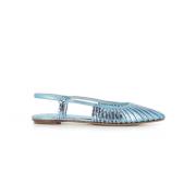 Lichtblauwe Balletflats met Slangenprint DEL Carlo , Blue , Dames