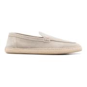 Beige Suède Loafers met Raffia Zool Doucal's , Beige , Heren