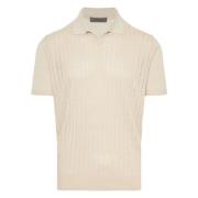 Geribbelde Linnen Poloshirt Corneliani , Beige , Heren