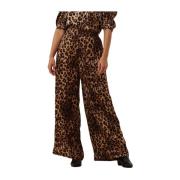 Luipaardprint Wijde Broek Neo Noir , Brown , Dames