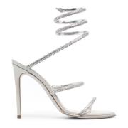 Cleo Zilveren Strass Sandalen Open Teen René Caovilla , Gray , Dames