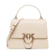 Love Bag Ivoor Lederen Top Handvat Pinko , White , Dames