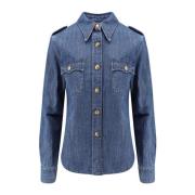 Denim overhemd met VLogo knopen Valentino , Blue , Dames