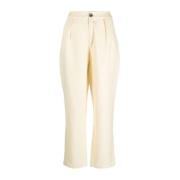 Beige Linnen Plooi Broek Siedrés , Beige , Dames