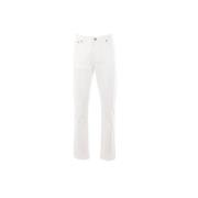 Witte Slim-Fit Jeans met Leren Logo Ermenegildo Zegna , White , Heren