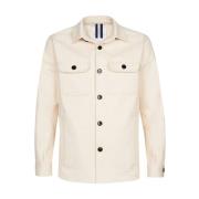 Contrast Overshirt in Off White Profuomo , Beige , Heren