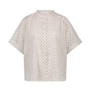 Stippen Blouse Korte Mouw Alex Stijl By-Bar , White , Dames