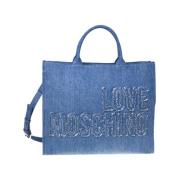 Blauwe handtas met gouden details Moschino , Blue , Dames