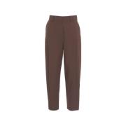 Bruine Geplooide Poplin Broek Ottod'Ame , Brown , Dames