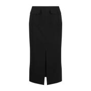 Wollen Midi Rok met Zakken en Split Chloé , Black , Dames