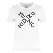 Katoenen T-shirt met Big X Print Kenzo , White , Dames